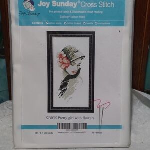 Sunday Cross Stitch Kit - Elegant Lady with Red and Black Accents